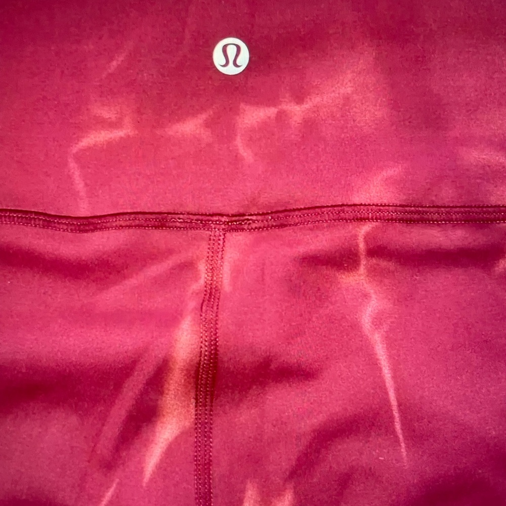 Lululemon Wunder Train High Rise Crop 23” Sz 18 Sun Bleached Washed Red Merlot
